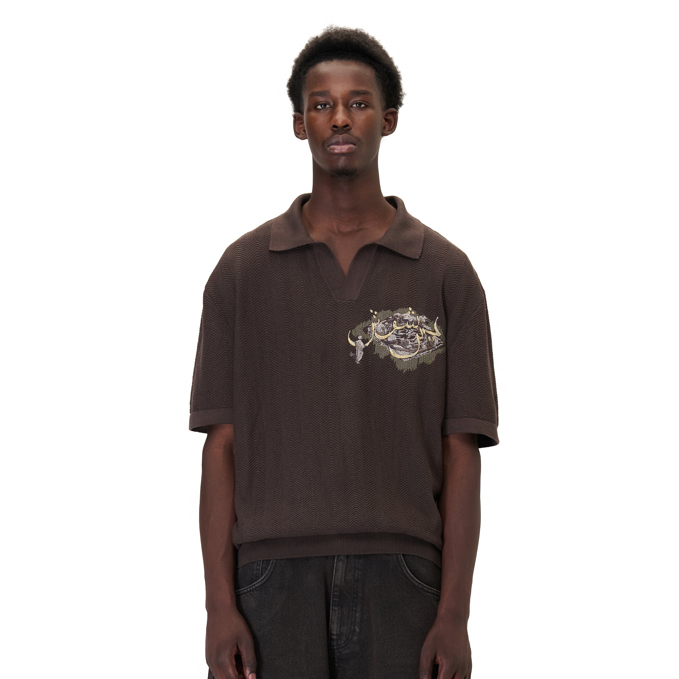 "aziza" polo Knit brown-Fineriform