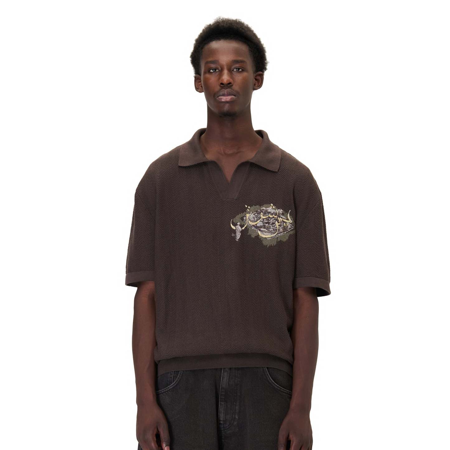 "aziza" polo Knit brown-Fineriform