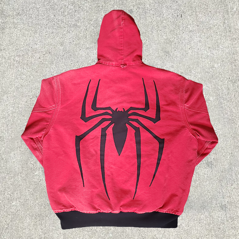 Street Spider Embroidery Zipper Lined Jacket-Fineriform