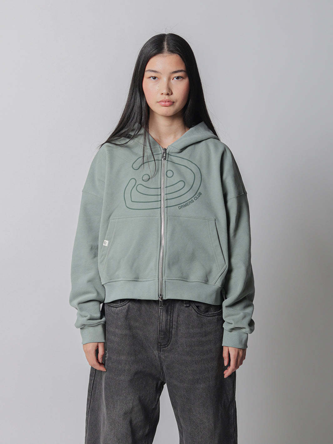 SMILEY BOXY DOUBLE ZIP - FADED SEAFOAM-Fineriform