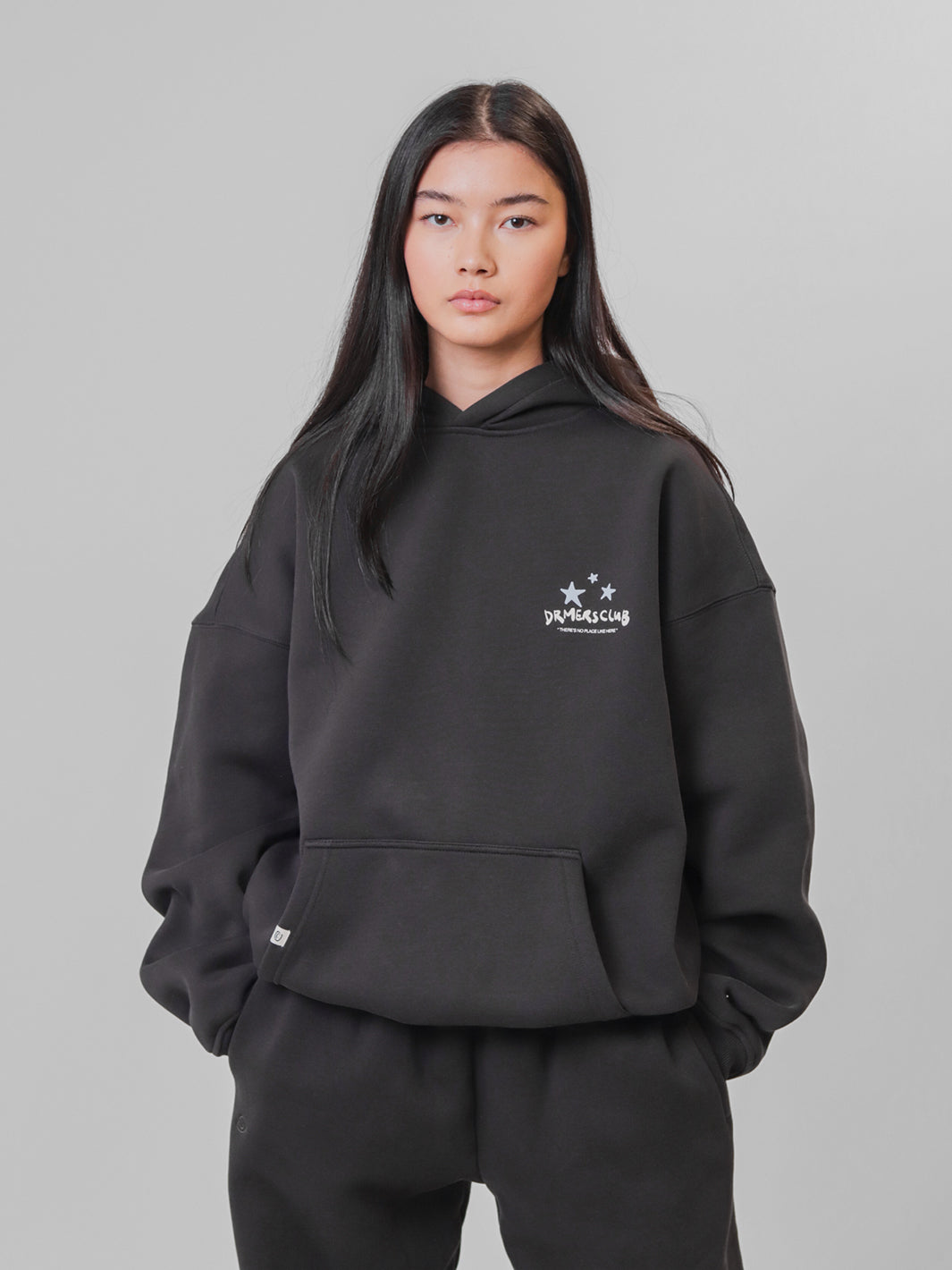 NO PLACE LIKE HERE HOODIE - FADED BLACK-Fineriform