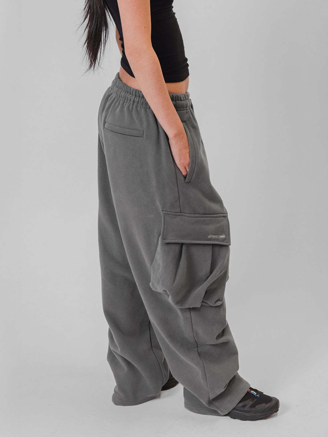 BAGGY CARGO SWEATPANTS - CHARCOAL-Fineriform