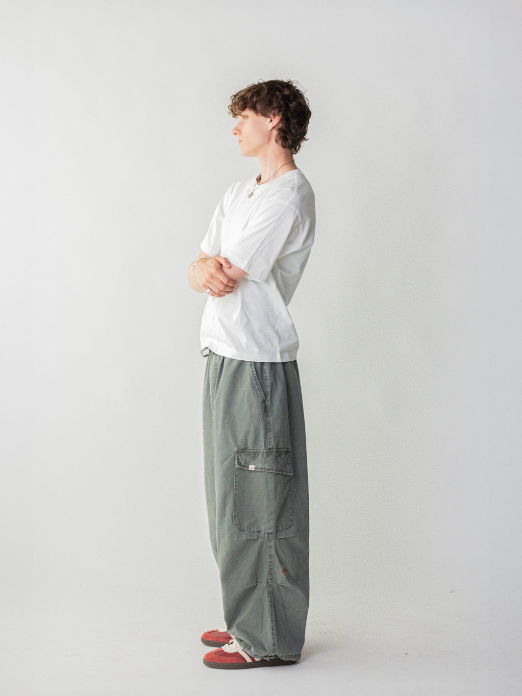 SMILEY LOGO PARACHUTE PANTS - SAGE-Fineriform