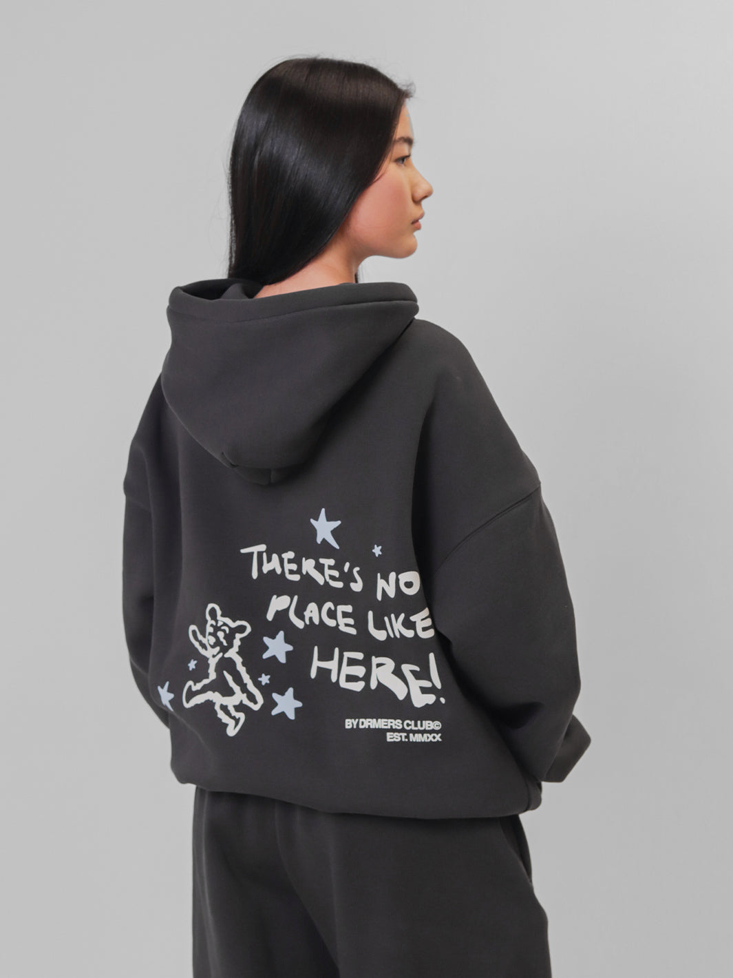 NO PLACE LIKE HERE HOODIE - FADED BLACK-Fineriform