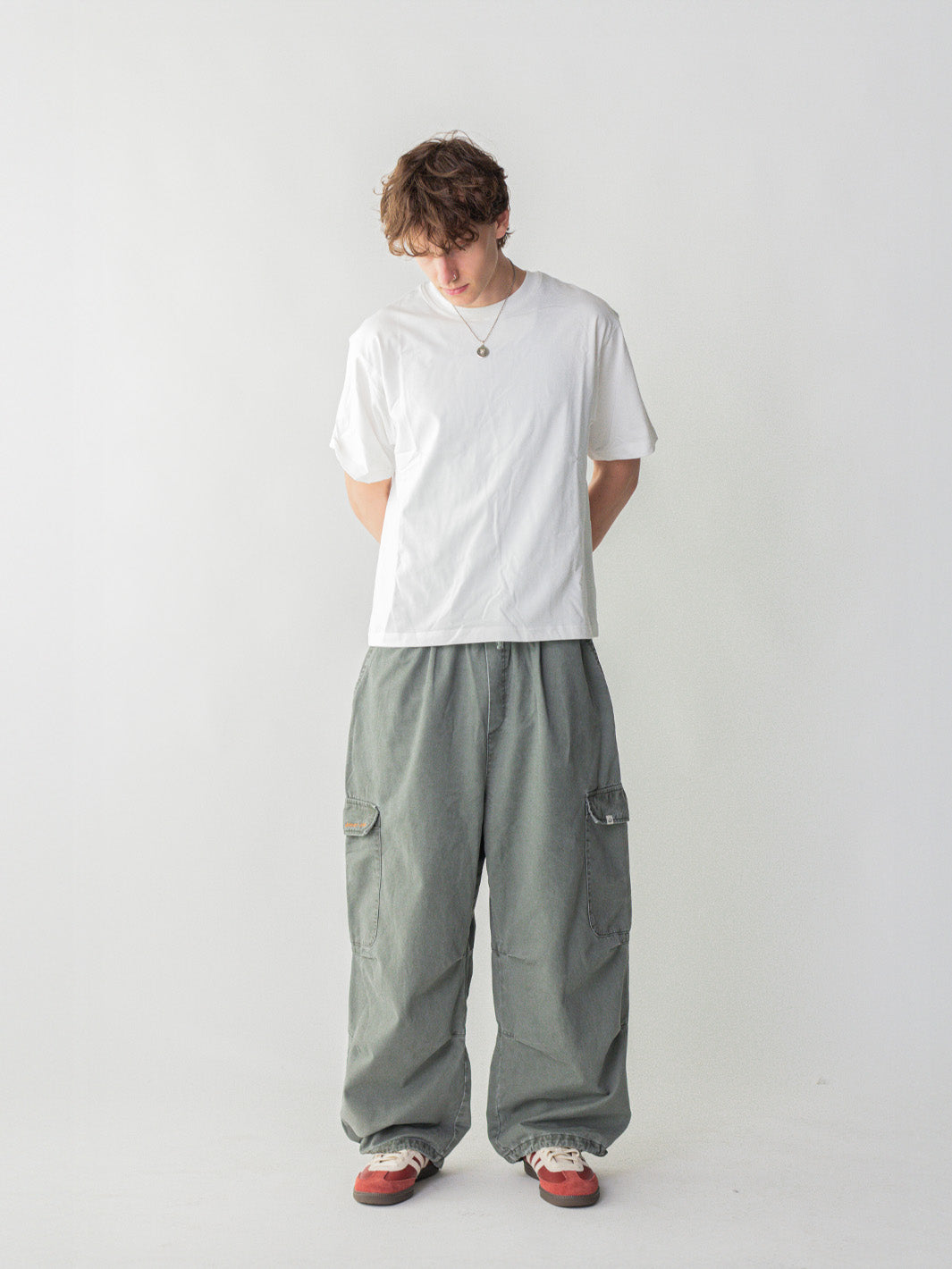 SMILEY LOGO PARACHUTE PANTS - SAGE-Fineriform