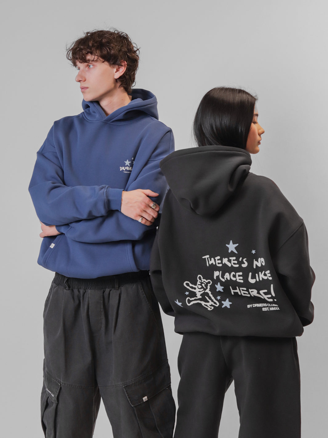 NO PLACE LIKE HERE HOODIE - FADED BLACK-Fineriform