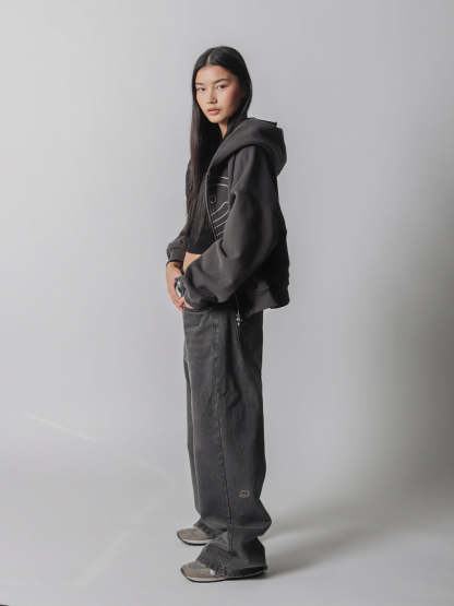 SMILEY BOXY DOUBLE ZIP - SMOKE-Fineriform