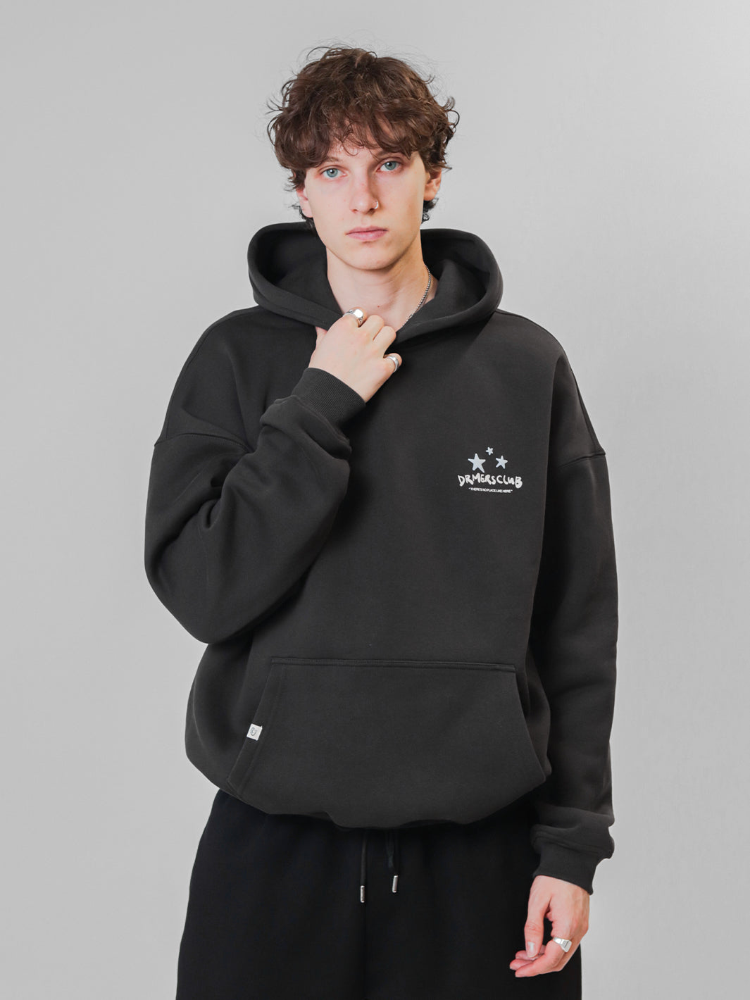 NO PLACE LIKE HERE HOODIE - FADED BLACK-Fineriform