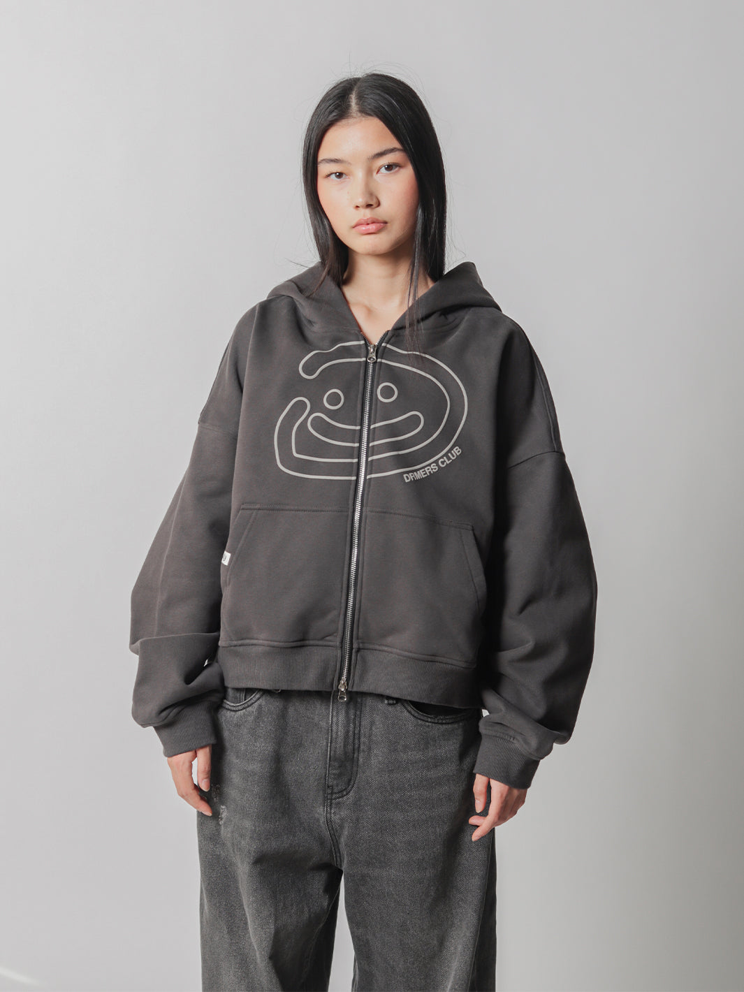 SMILEY BOXY DOUBLE ZIP - SMOKE-Fineriform