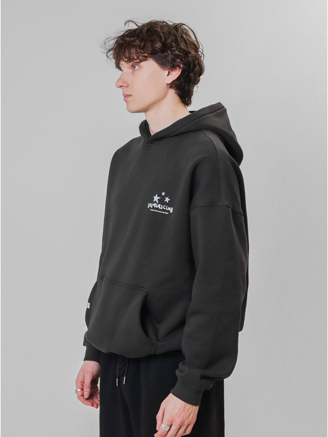NO PLACE LIKE HERE HOODIE - FADED BLACK-Fineriform