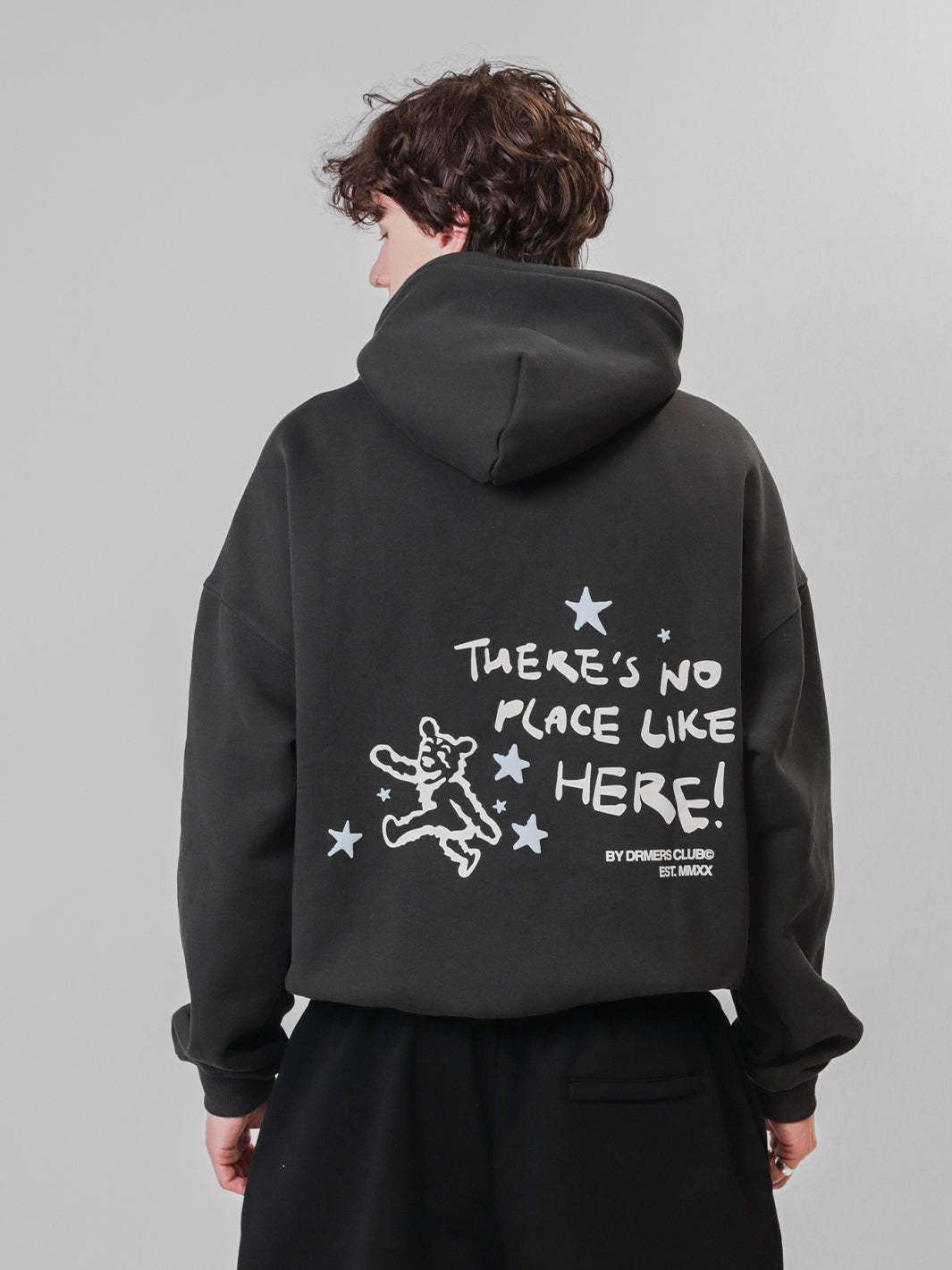 NO PLACE LIKE HERE HOODIE - FADED BLACK-Fineriform