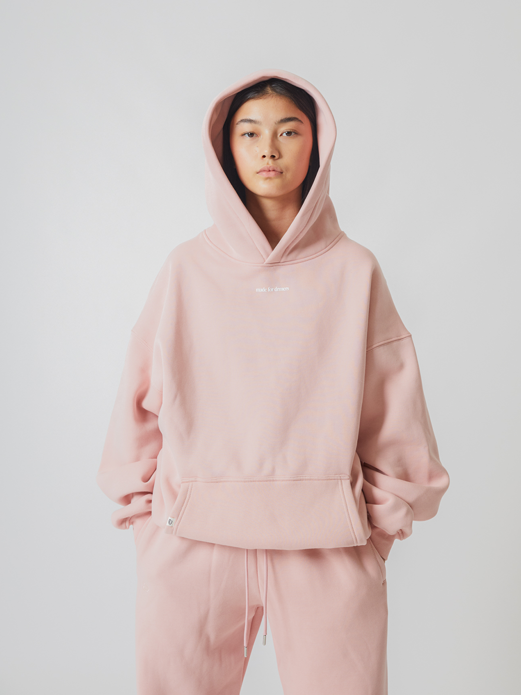 SMILEY LOGO HOODIE - MUTED PINK-Fineriform