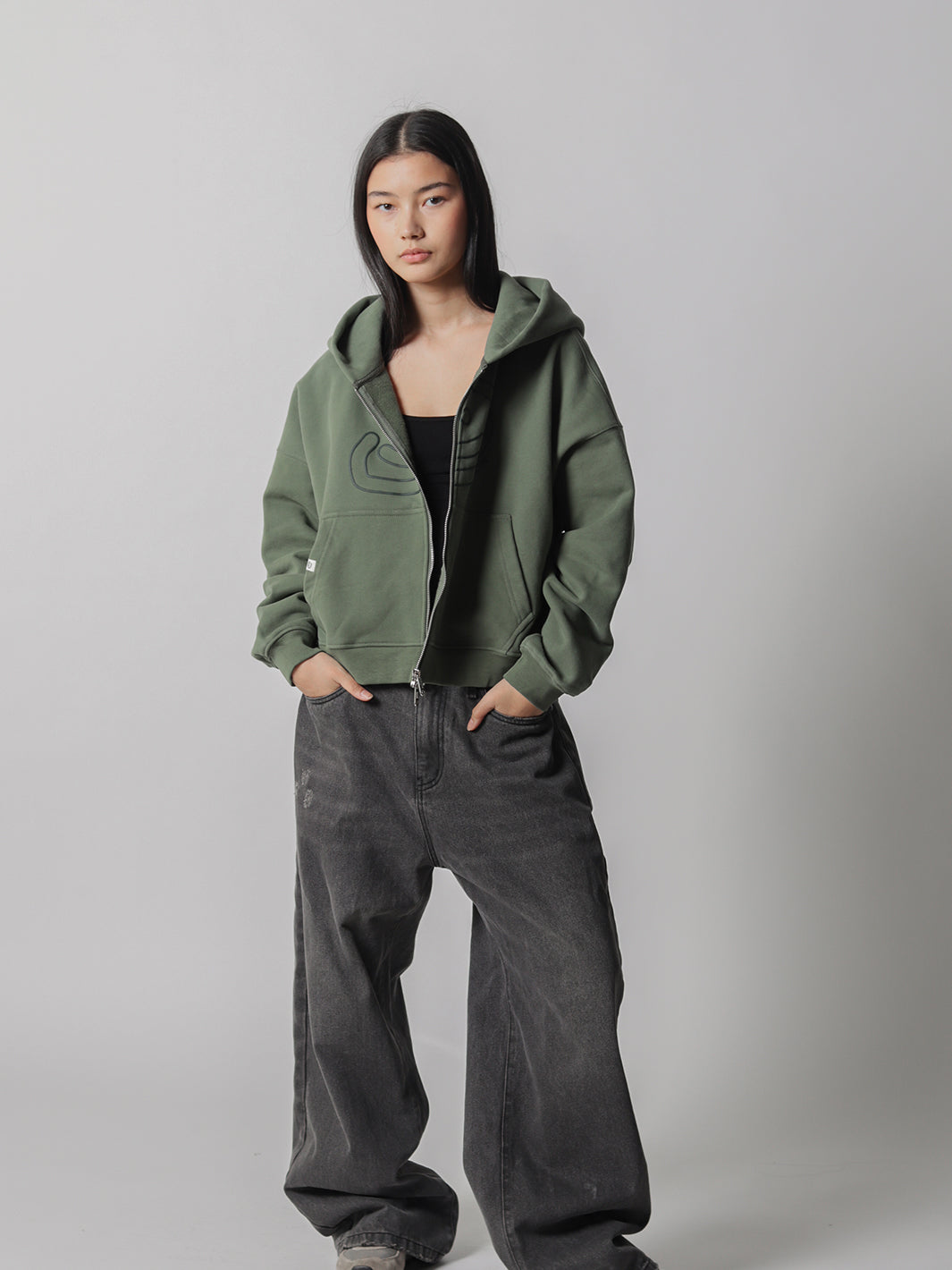 SMILEY BOXY DOUBLE ZIP - MATCHA-Fineriform