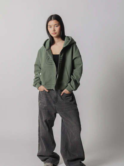 SMILEY BOXY DOUBLE ZIP - MATCHA-Fineriform