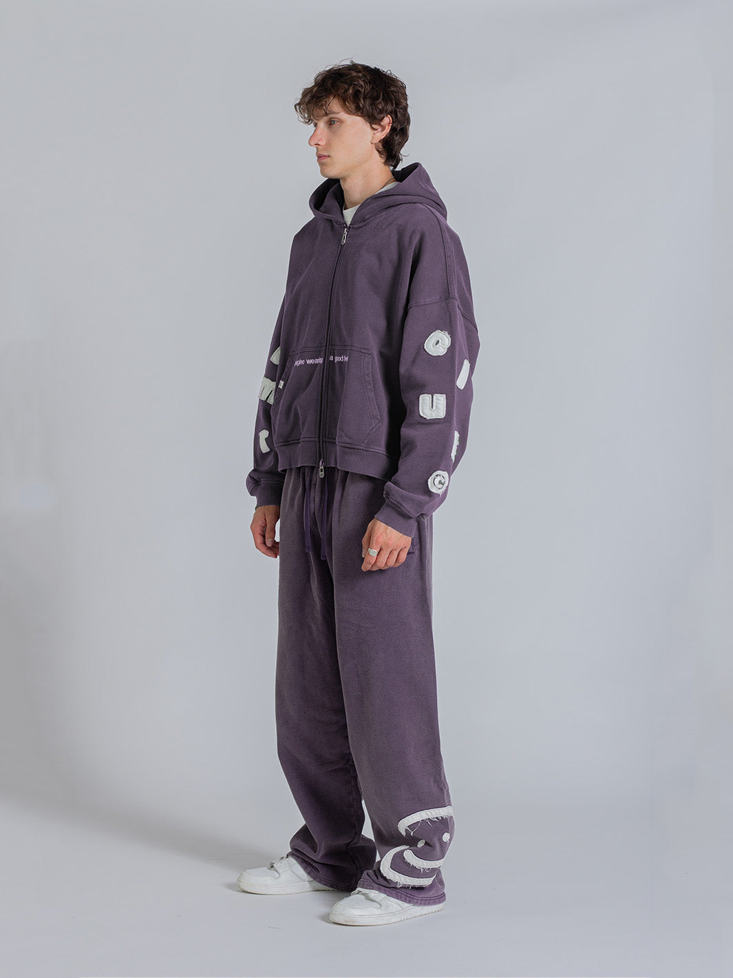 SMILEY PATCH SWEATPANTS - MIDNIGHT LAVENDER-Fineriform