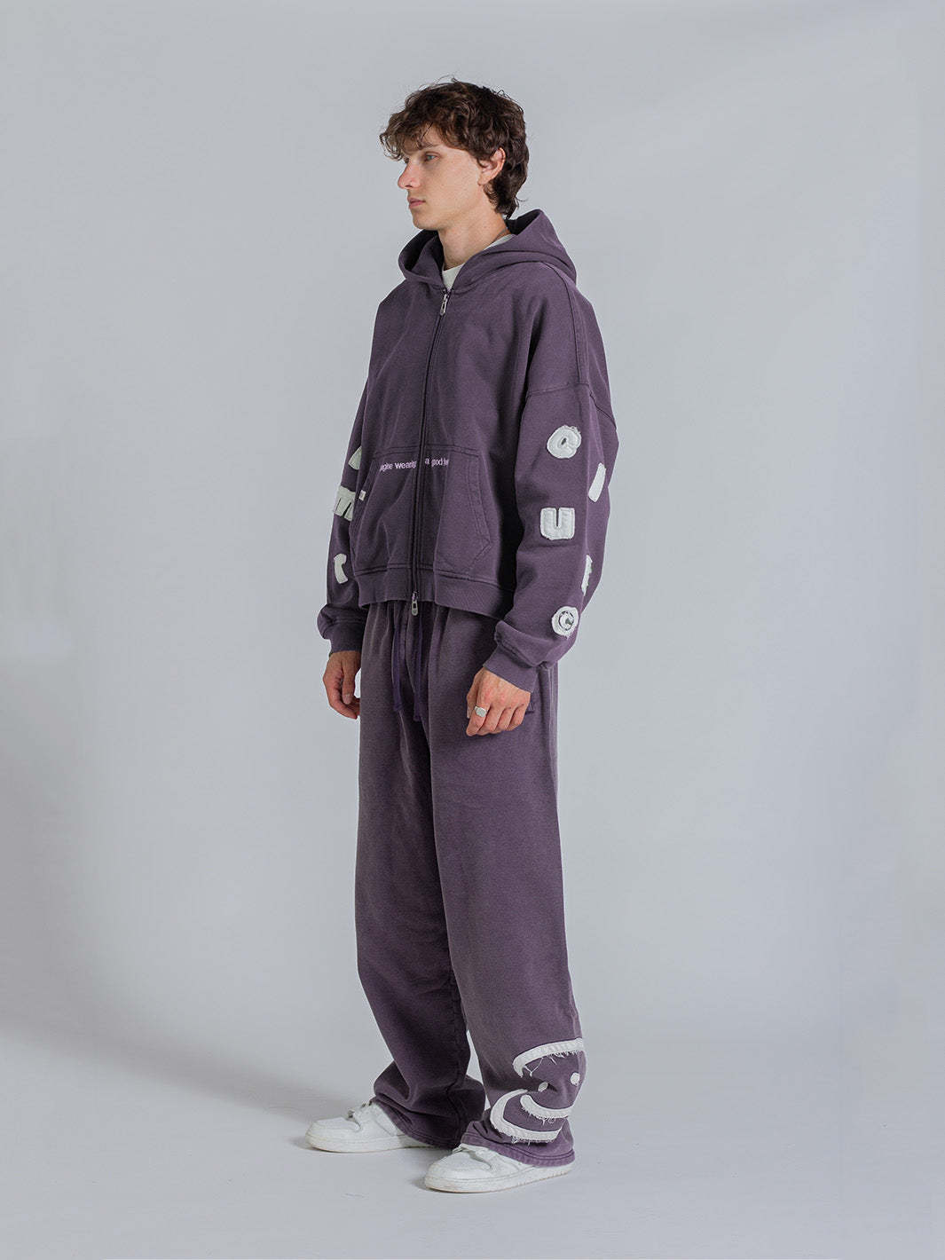 SMILEY PATCH SWEATPANTS - MIDNIGHT LAVENDER-Fineriform