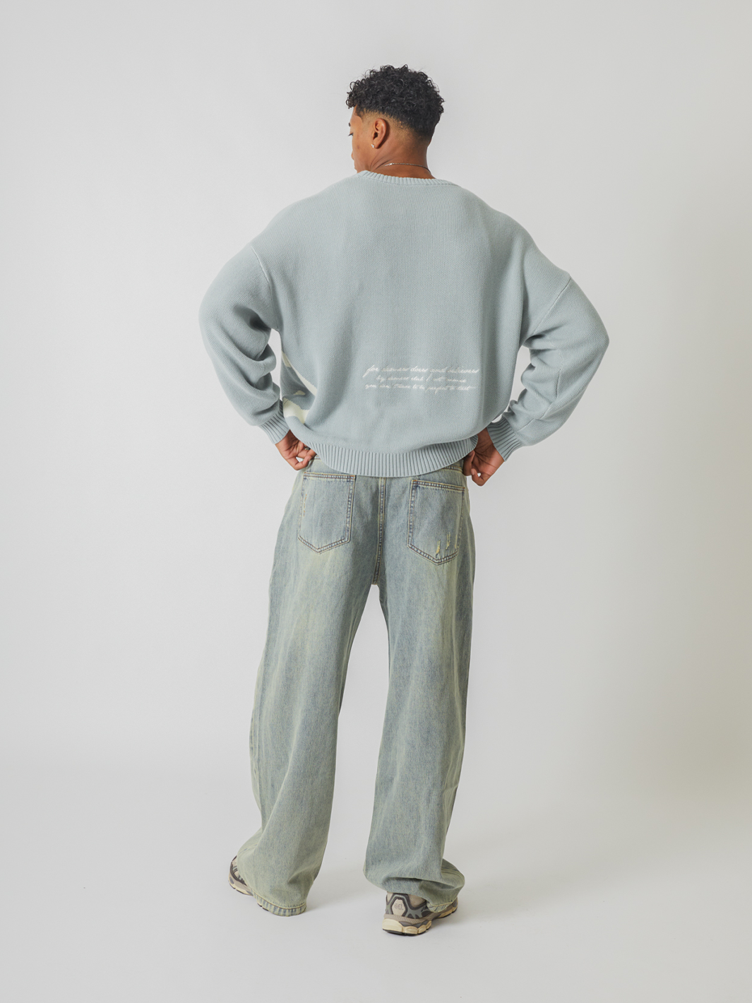 SMILEY LOGO KNIT - MUTED BLUE-Fineriform