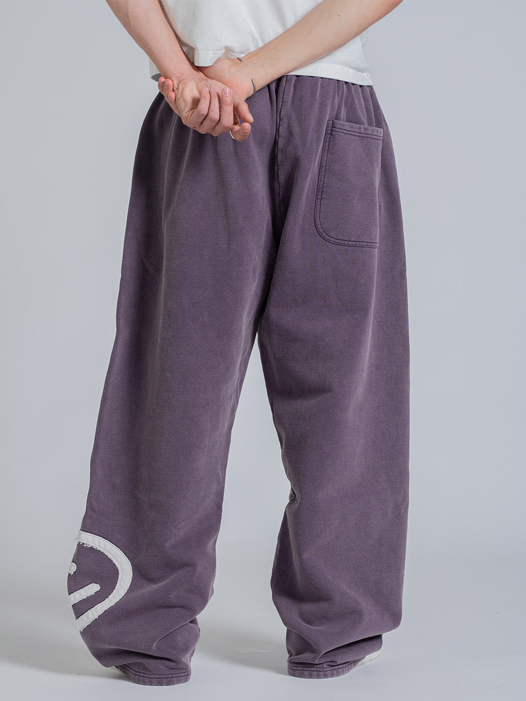 SMILEY PATCH SWEATPANTS - MIDNIGHT LAVENDER-Fineriform