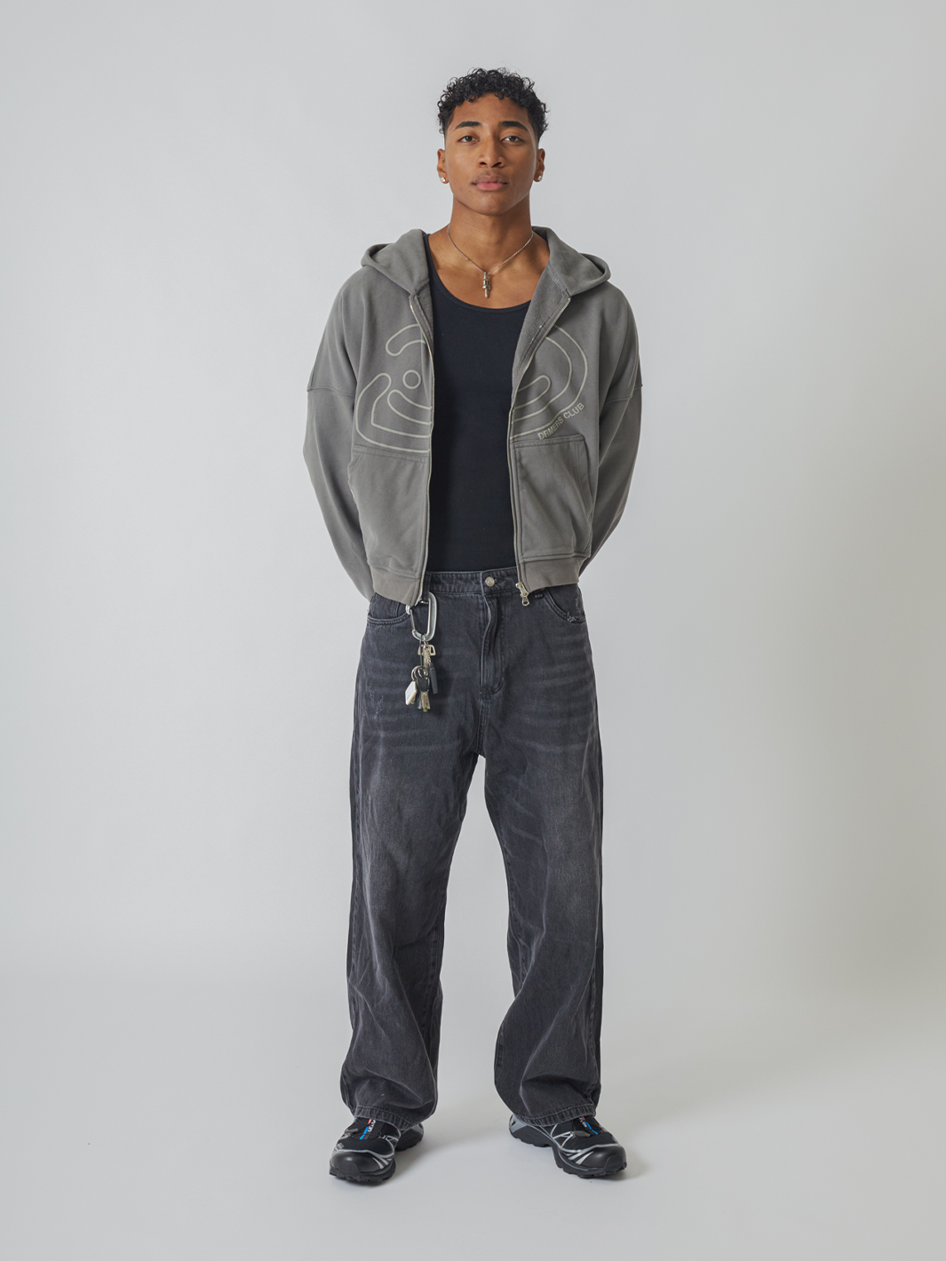 SMILEY BOXY DOUBLE ZIP - CHARCOAL-Fineriform