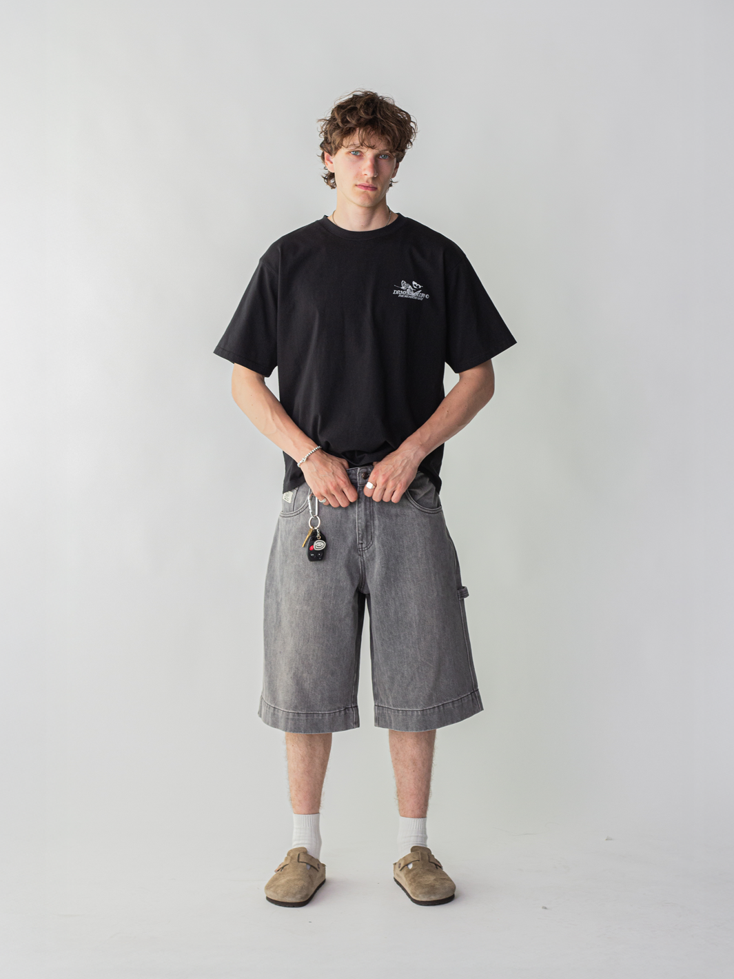 SMILEY STITCH JORTS - LIGHT GREY-Fineriform