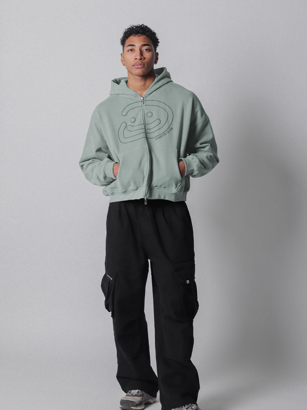 SMILEY BOXY DOUBLE ZIP - FADED SEAFOAM-Fineriform