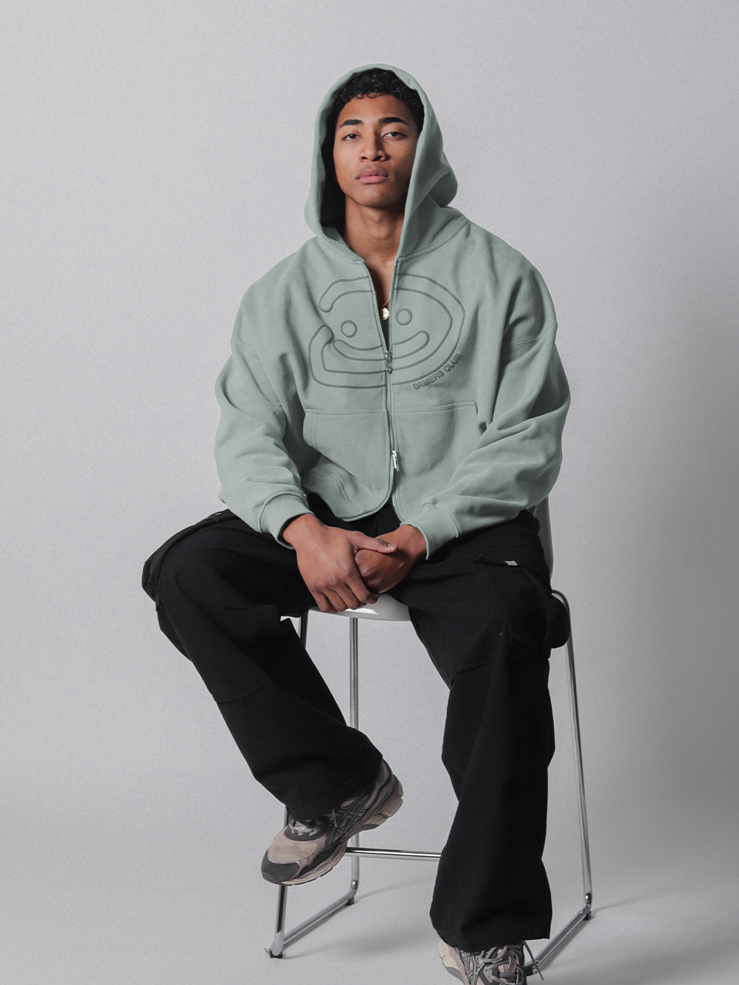 SMILEY BOXY DOUBLE ZIP - FADED SEAFOAM-Fineriform