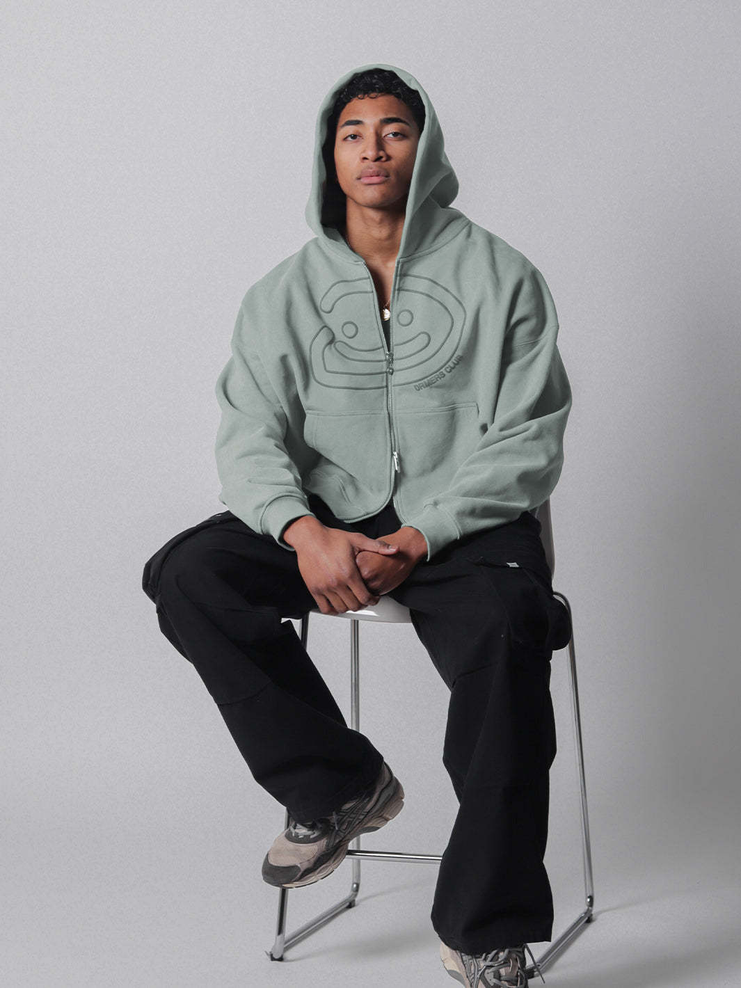 SMILEY BOXY DOUBLE ZIP - FADED SEAFOAM-Fineriform