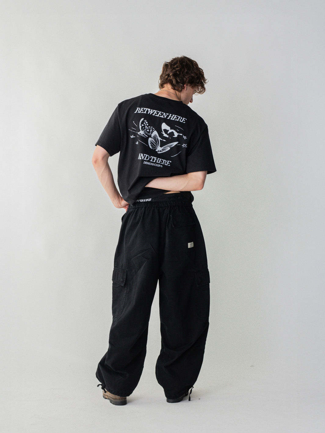 SMILEY LOGO PARACHUTE PANTS - BLACK-Fineriform