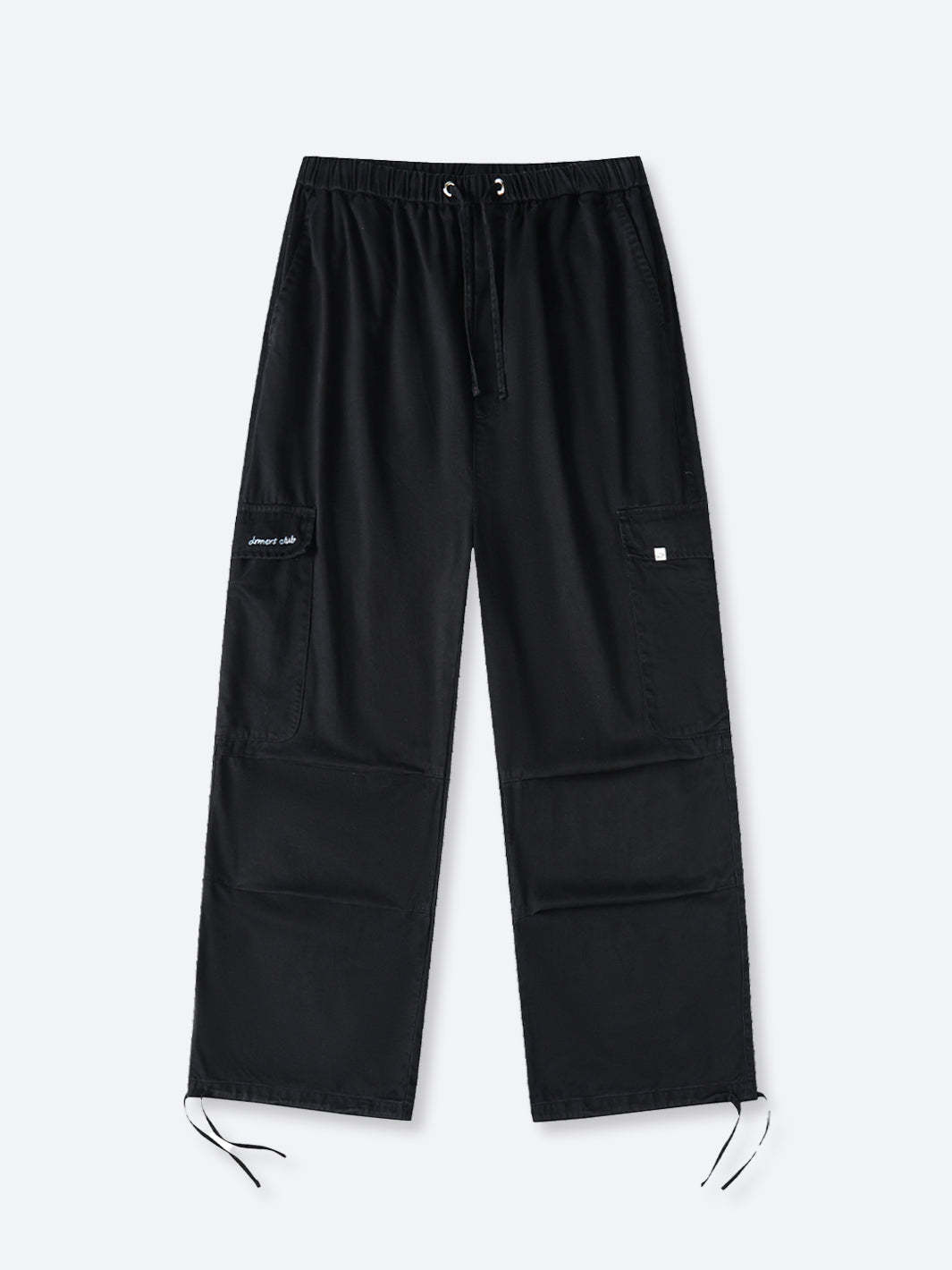 SMILEY LOGO PARACHUTE PANTS - BLACK-Fineriform