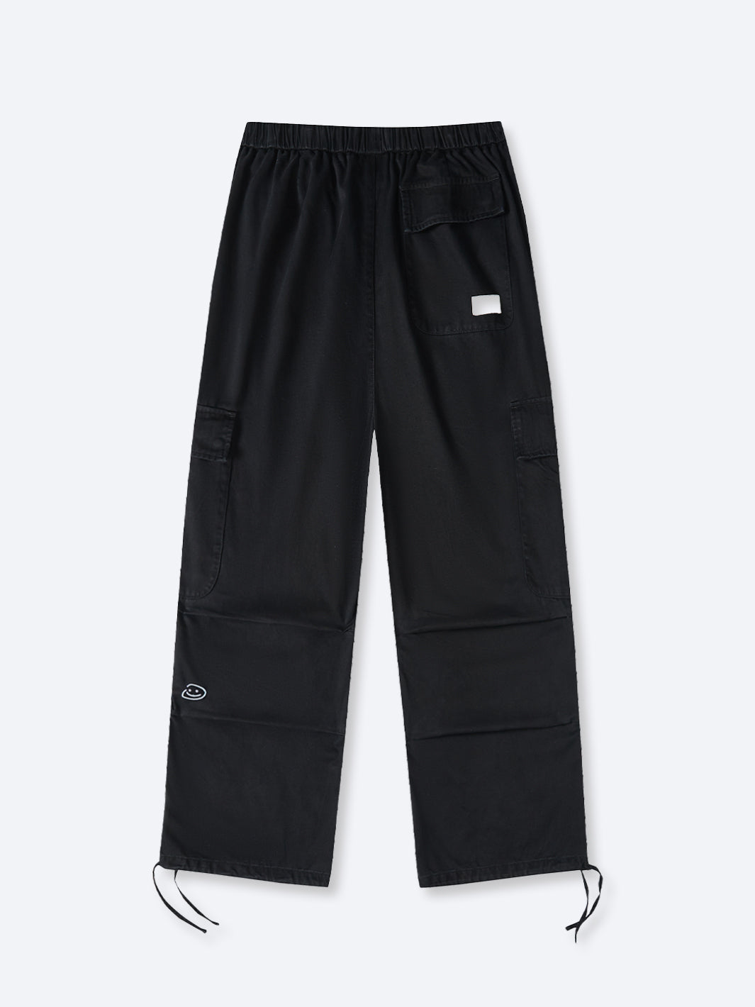 SMILEY LOGO PARACHUTE PANTS - BLACK-Fineriform