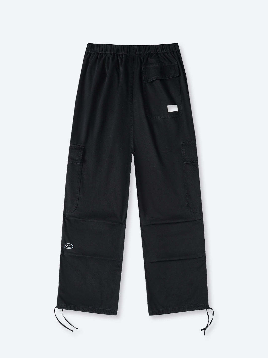 SMILEY LOGO PARACHUTE PANTS - BLACK-Fineriform