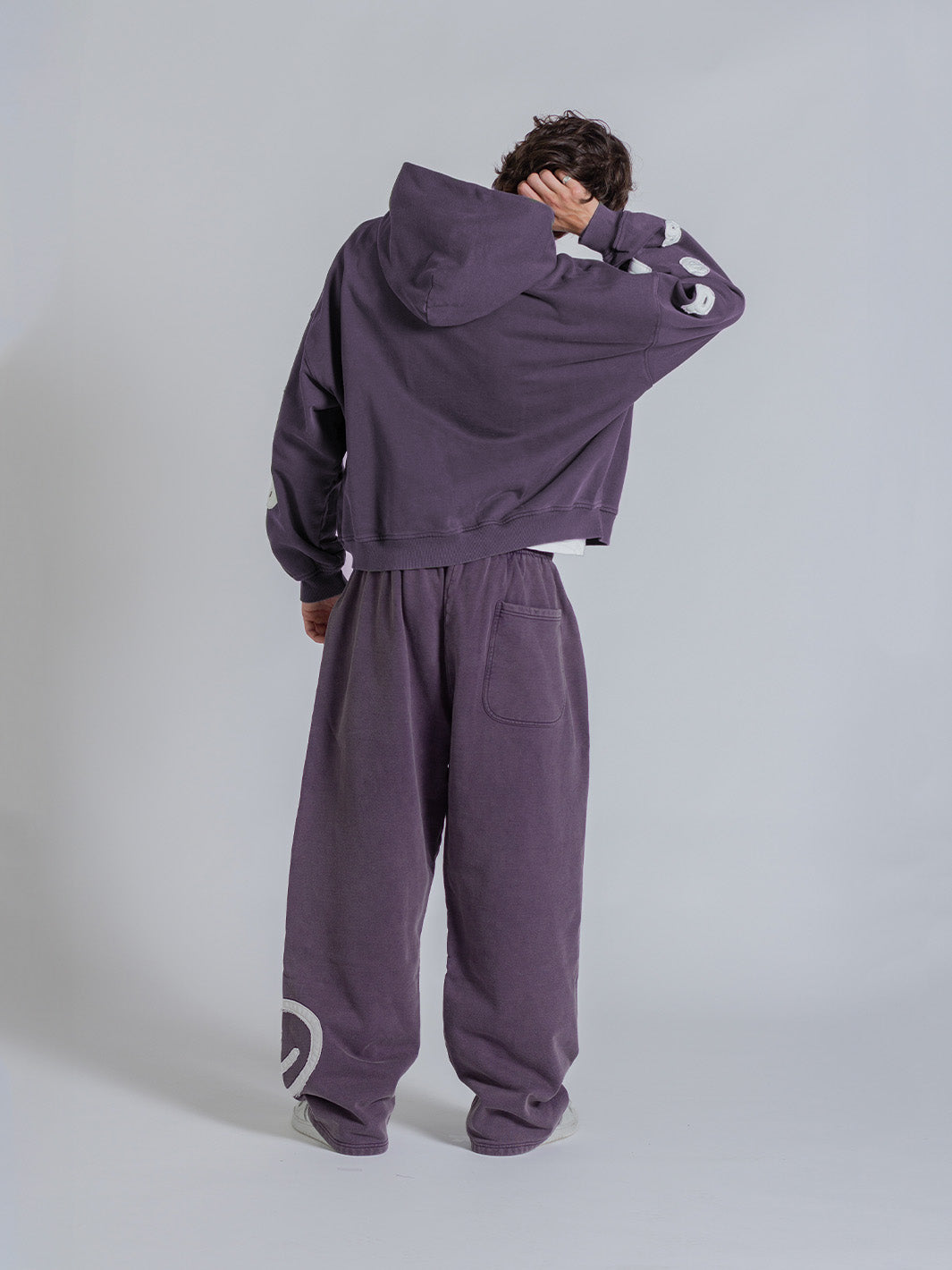 SMILEY PATCH SWEATPANTS - MIDNIGHT LAVENDER-Fineriform