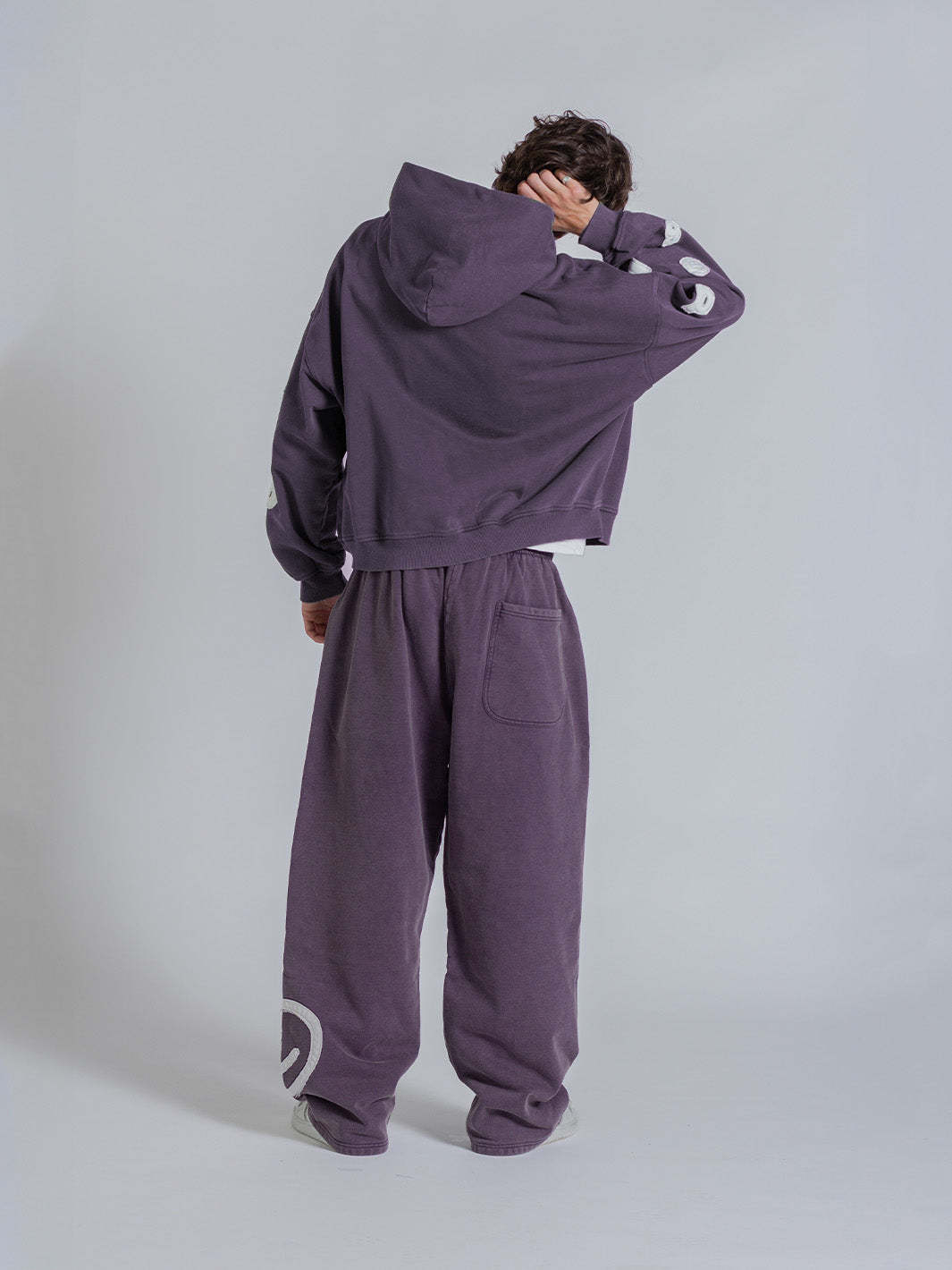 SMILEY PATCH SWEATPANTS - MIDNIGHT LAVENDER-Fineriform