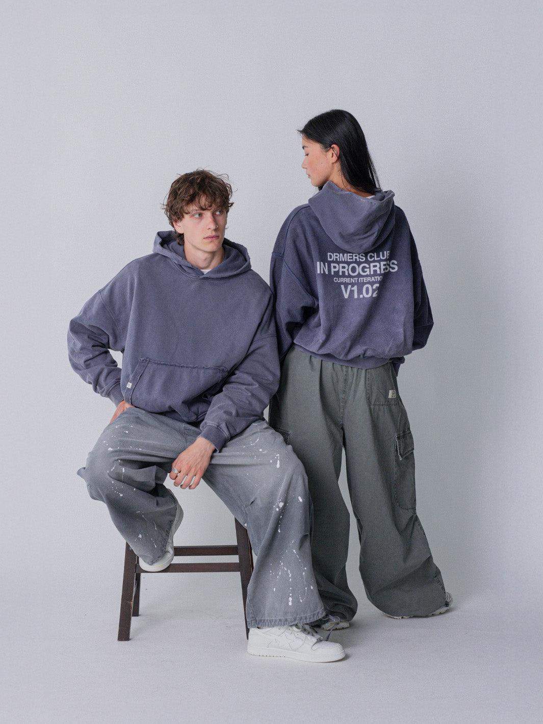 IN PROGRESS REVERSIBLE HOODIE - BLUE LAVENDER-Fineriform