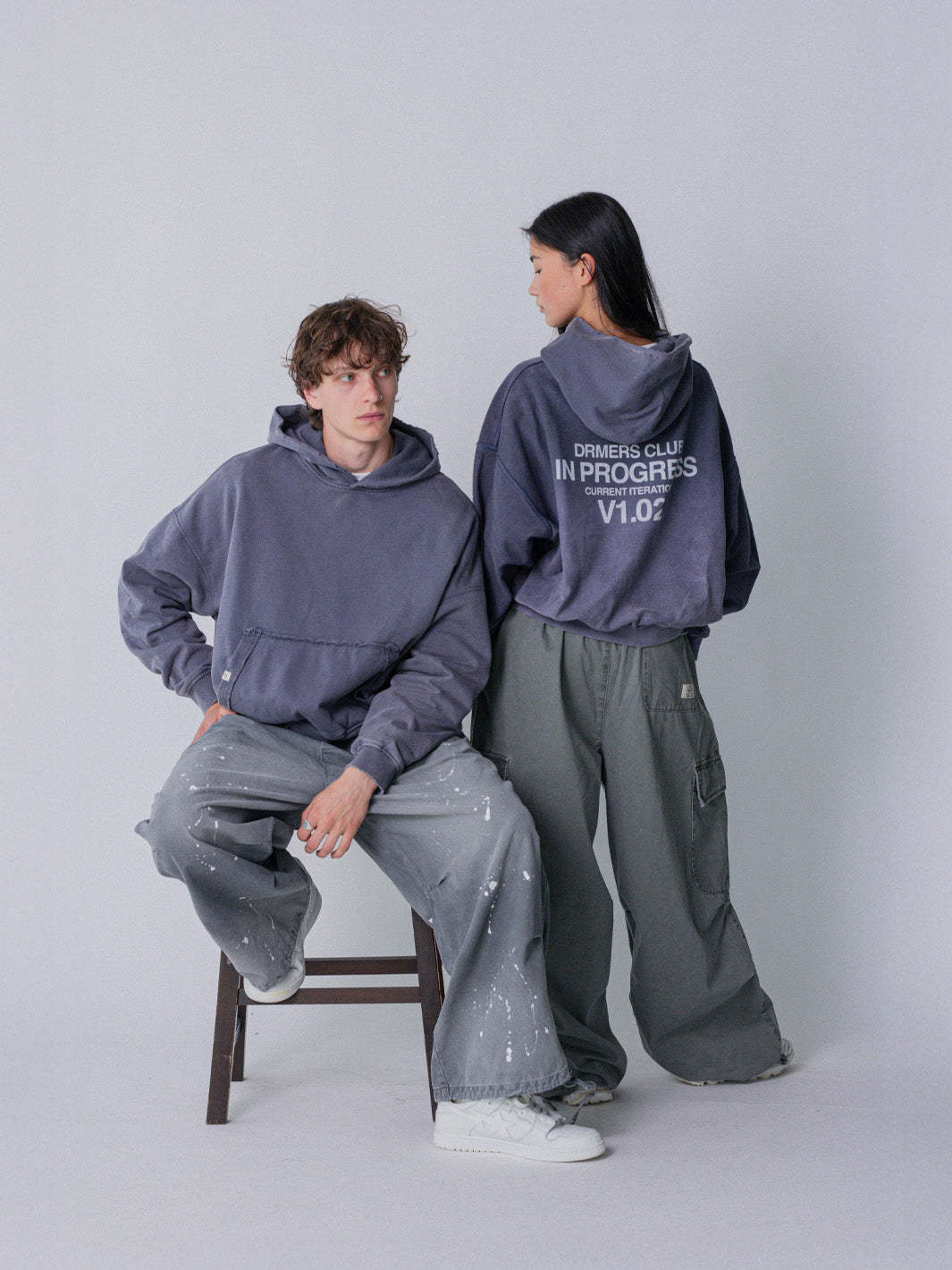 IN PROGRESS REVERSIBLE HOODIE - BLUE LAVENDER-Fineriform