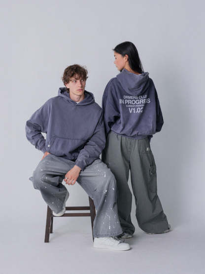 IN PROGRESS REVERSIBLE HOODIE - BLUE LAVENDER-Fineriform