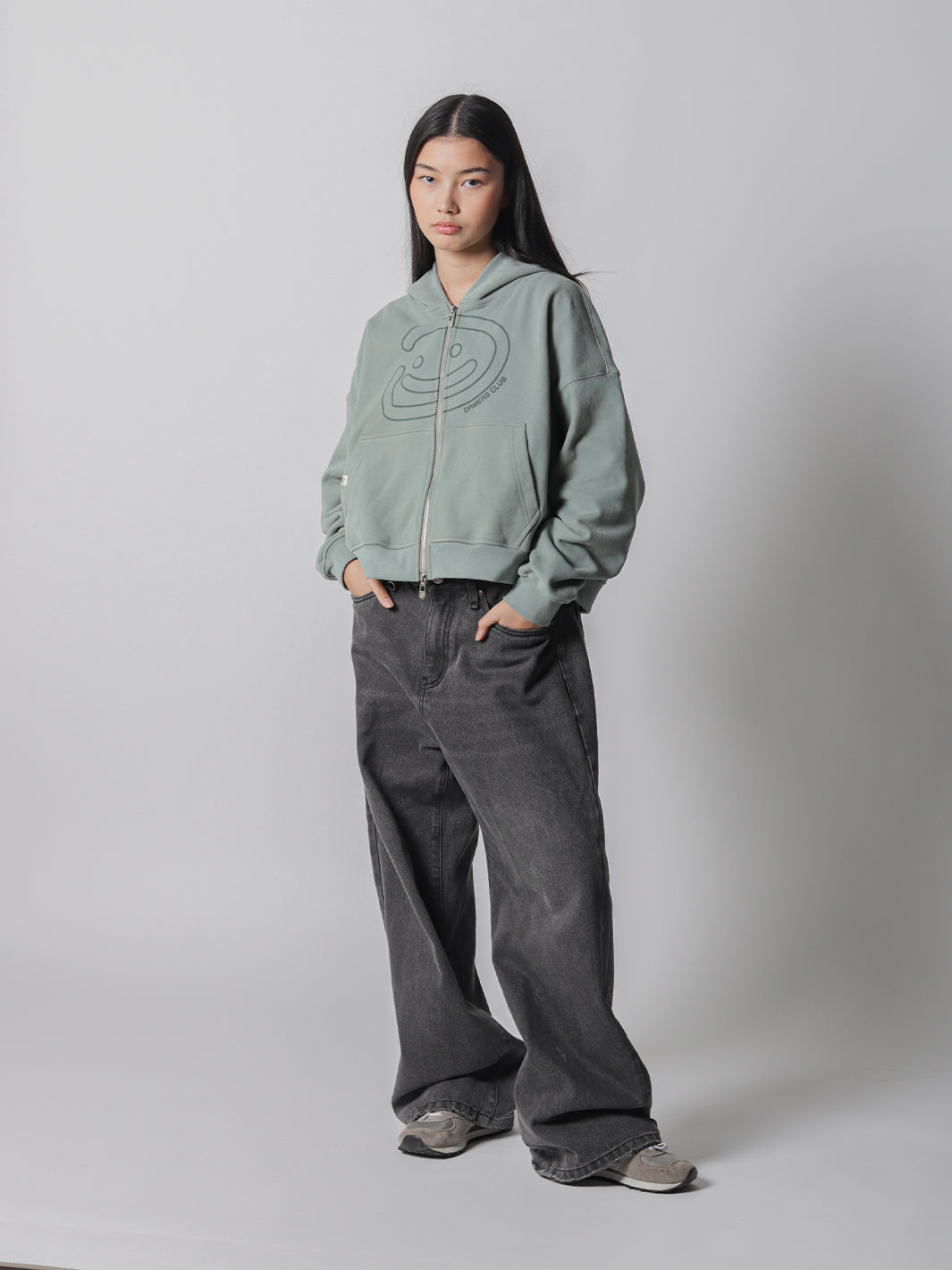 SMILEY BOXY DOUBLE ZIP - FADED SEAFOAM-Fineriform