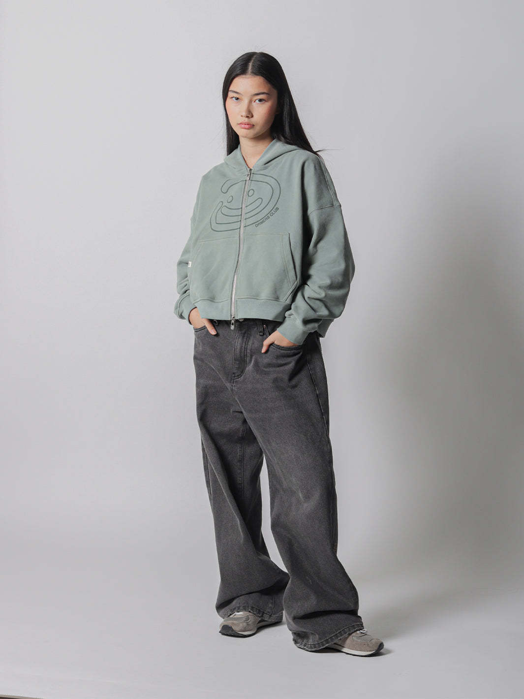 SMILEY BOXY DOUBLE ZIP - FADED SEAFOAM-Fineriform