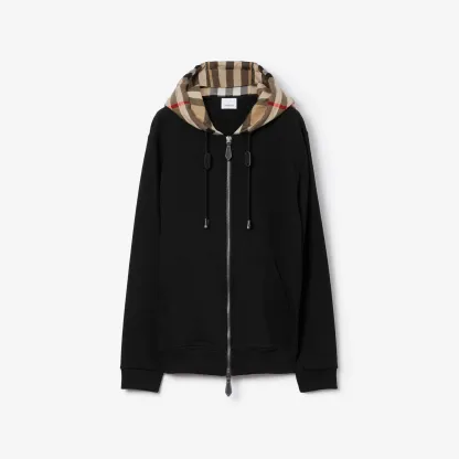 Check Hood Cotton Zip Hoodie