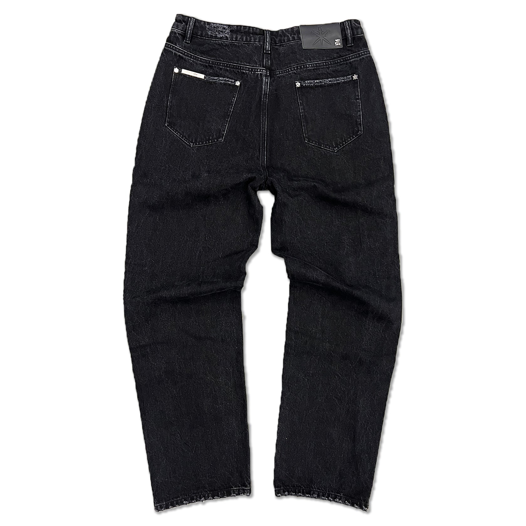 BLACK ZIP BAGGY DENIM-Fineriform