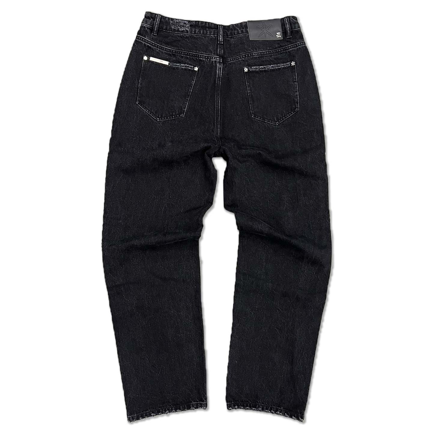 BLACK ZIP BAGGY DENIM-Fineriform