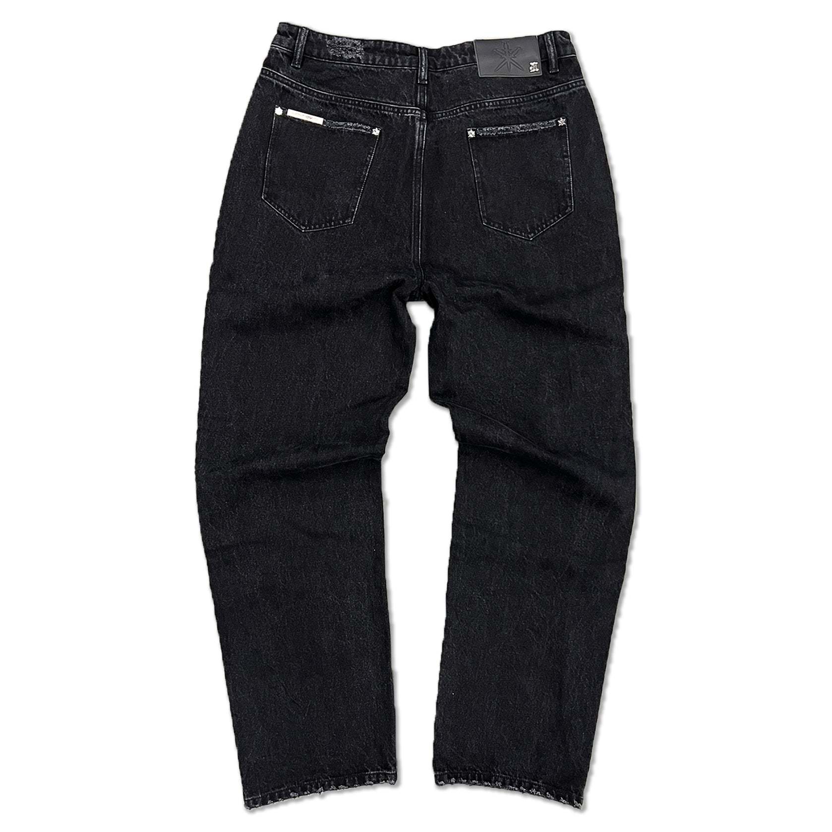 BLACK ZIP BAGGY DENIM-Fineriform