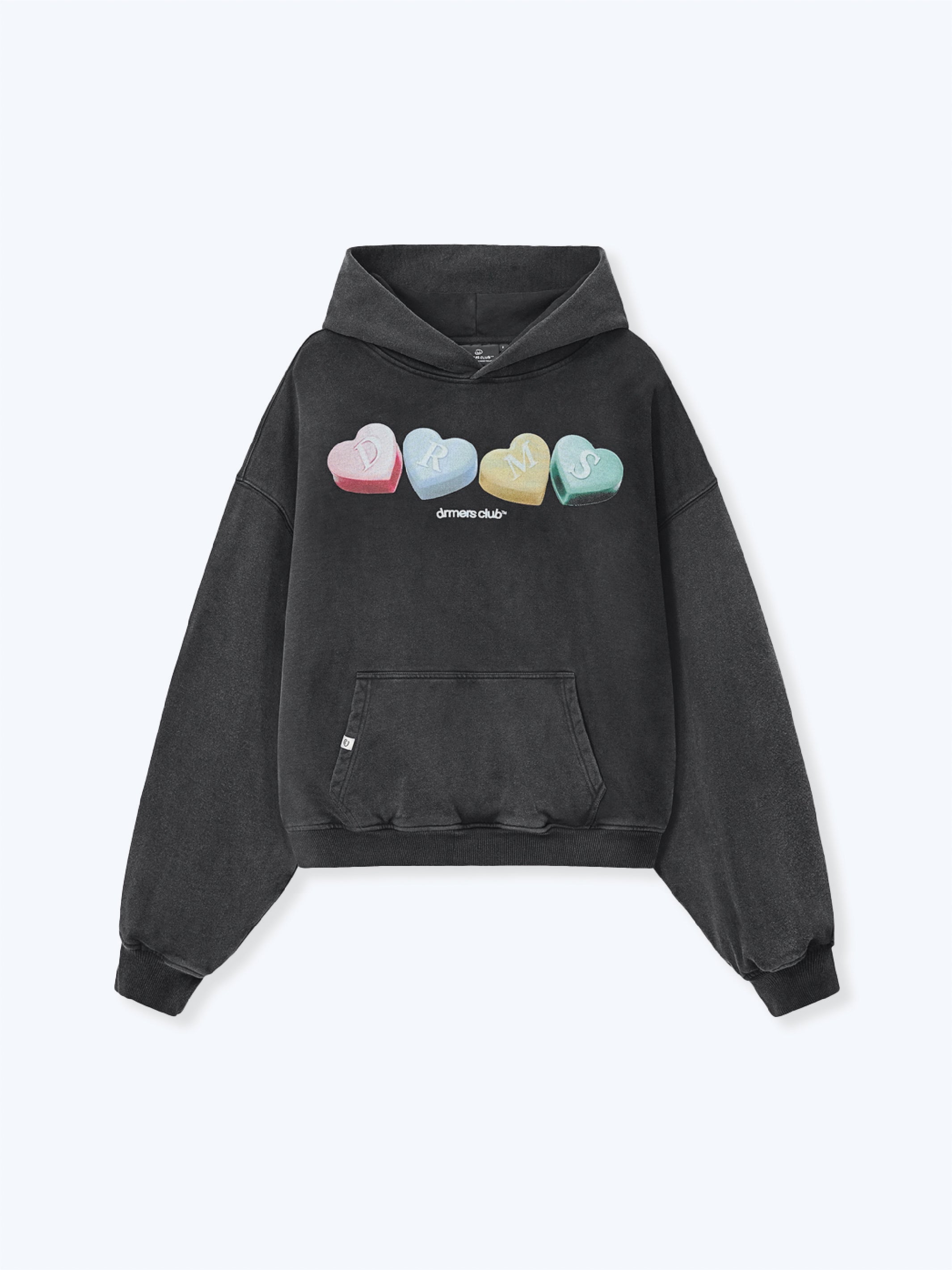 CANDY HEARTS HOODIE - VINTAGE BLACK-Fineriform