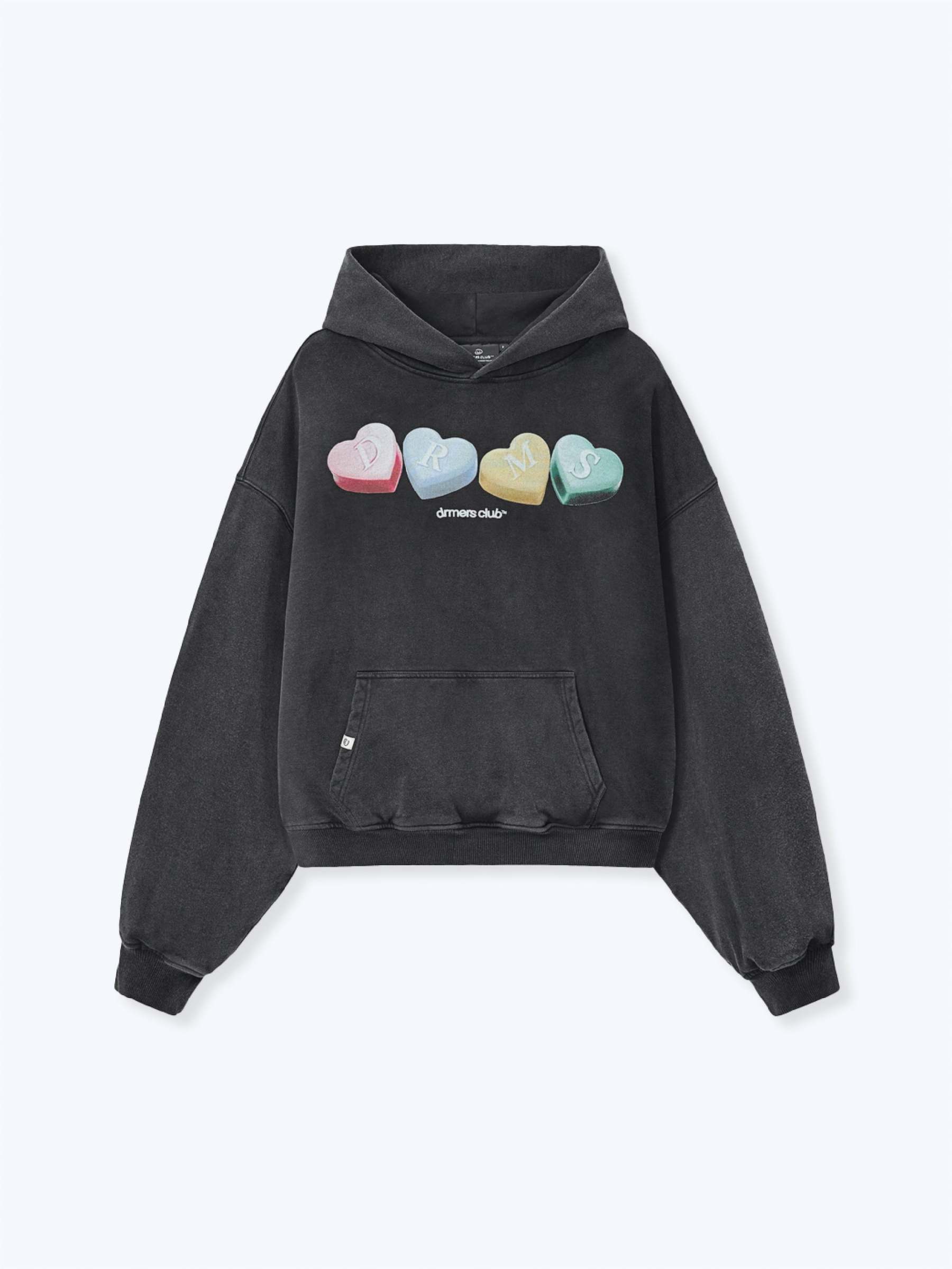 CANDY HEARTS HOODIE - VINTAGE BLACK-Fineriform