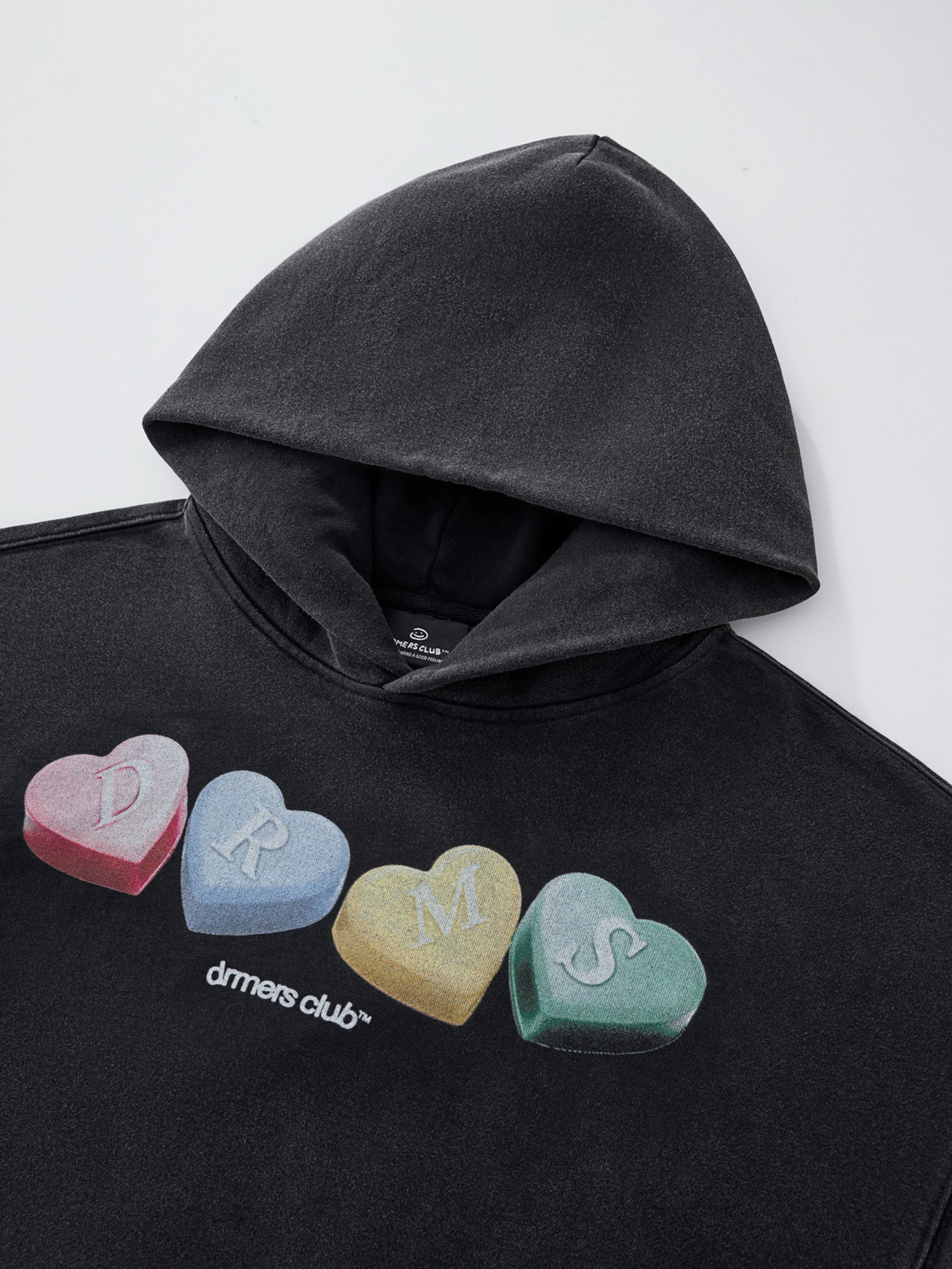 CANDY HEARTS HOODIE - VINTAGE BLACK-Fineriform