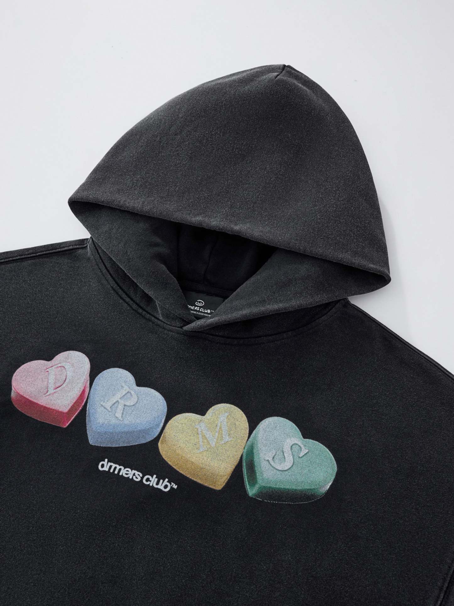 CANDY HEARTS HOODIE - VINTAGE BLACK-Fineriform