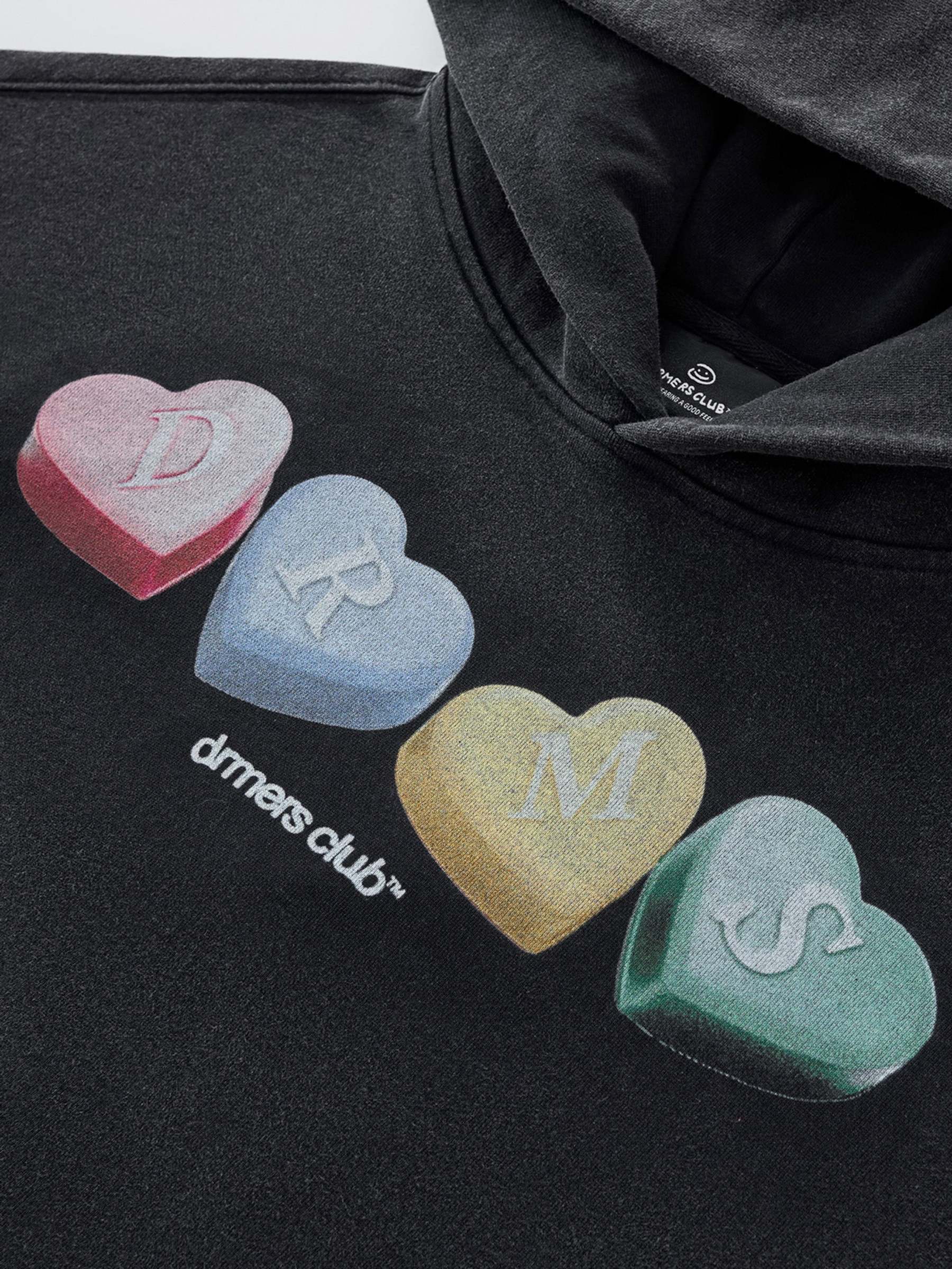 CANDY HEARTS HOODIE - VINTAGE BLACK-Fineriform