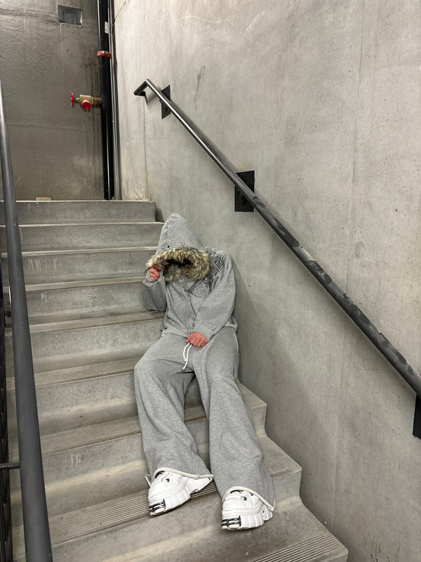 PROFOUND CROSS FUR ZIP-UP HOODIE-Fineriform