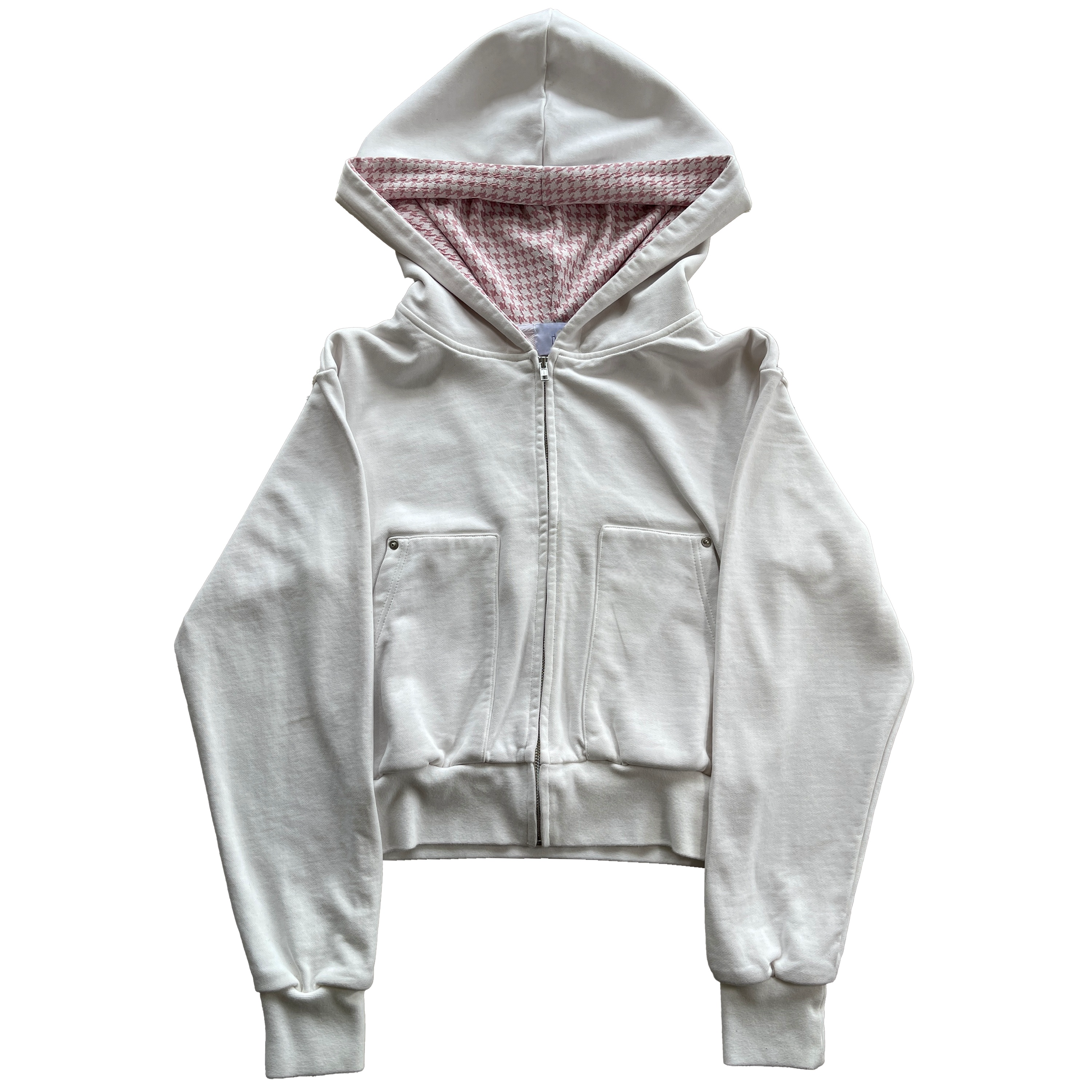 LAZY PLAID ZIP UP HOODIE-Fineriform