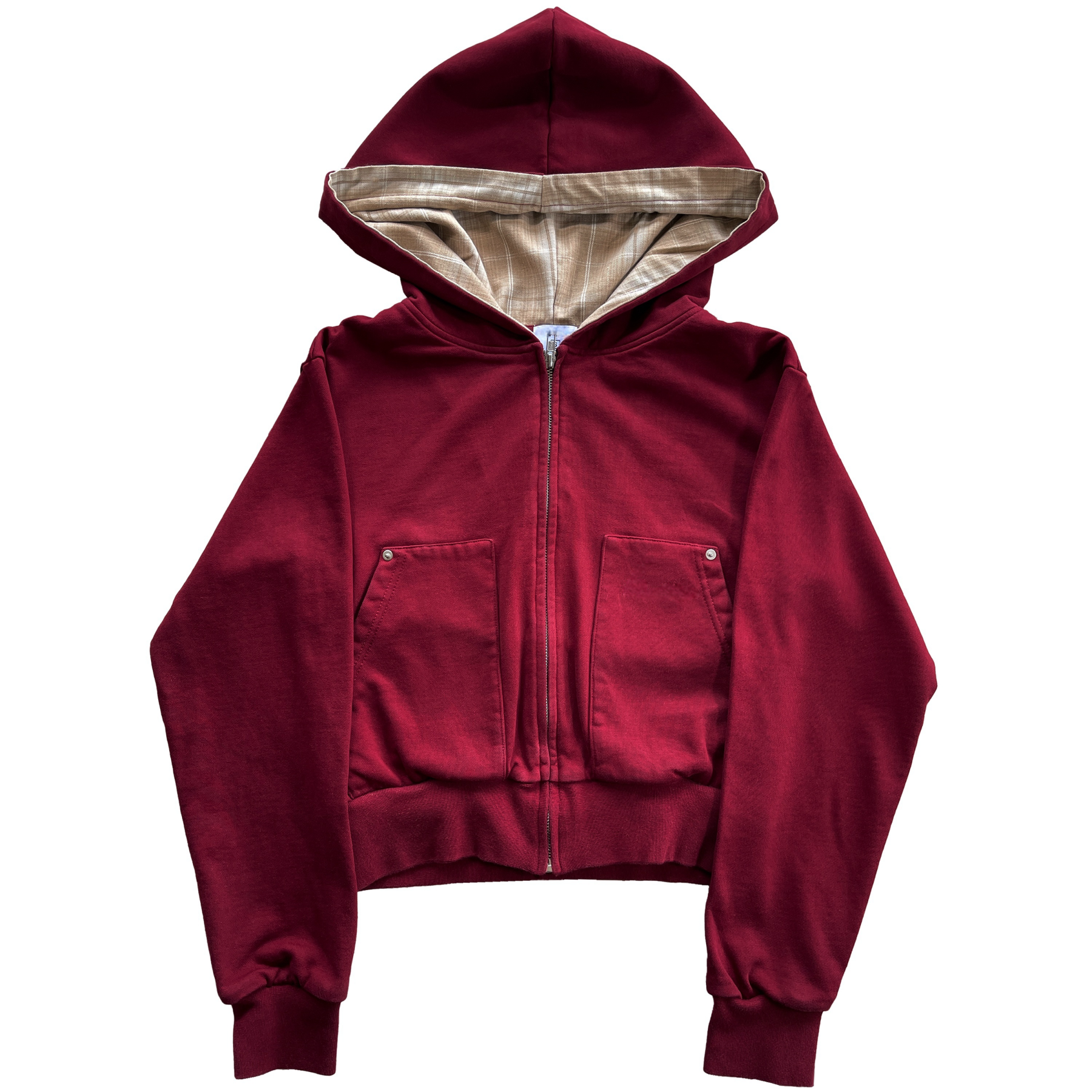 LAZY PLAID ZIP UP HOODIE-Fineriform